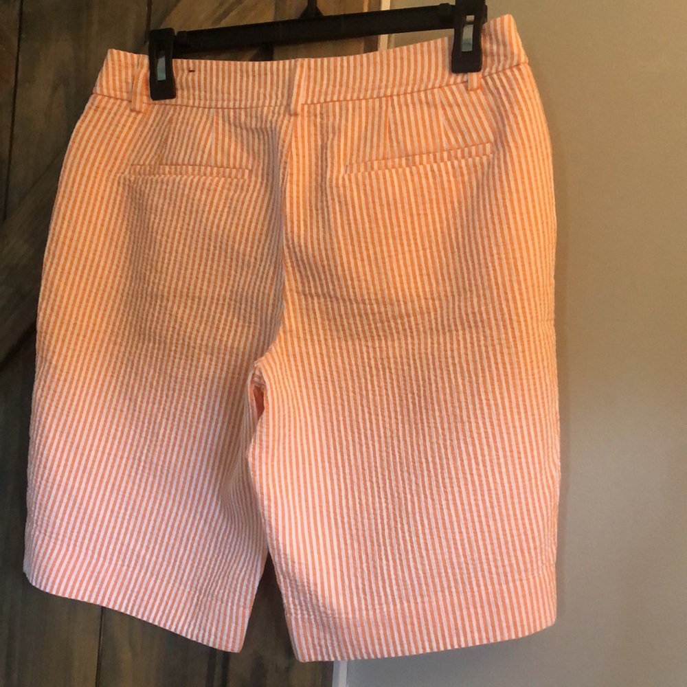 NWOT Talbots Orange & White Seersucker Shorts Size 6 - Picture 3 of 4